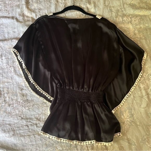 Grace Elements Women’s Black Embroidered Peplum Blouse - Picture 4 of 7